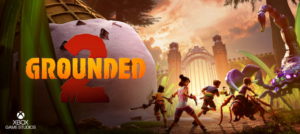 Grounded 2 game cover depicting cooperative survival gameplay in a backyard, where players are shrunk down to bug-sized, available on Keymailer